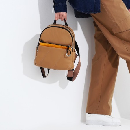 Women's backpack made of artificial leather, cosmetic bag, Otara, beige/yellow color-8