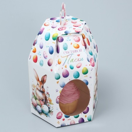 Confectionery box, packaging "Happy Easter", Easter, 8 x 8 x 21 cm