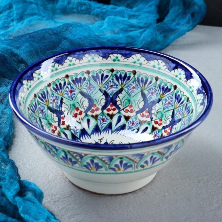 Rishtan ceramics "Patterns", 18 cm, large, blue-9