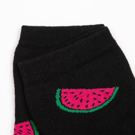 Women's terry socks "watermelon", black color, size 23-25-2