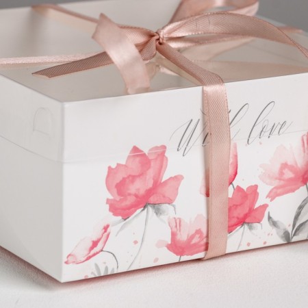 Capcake box, confectionery packaging, 4 cells “For You With Love”, 16 x 16 x 7.5 cm-2