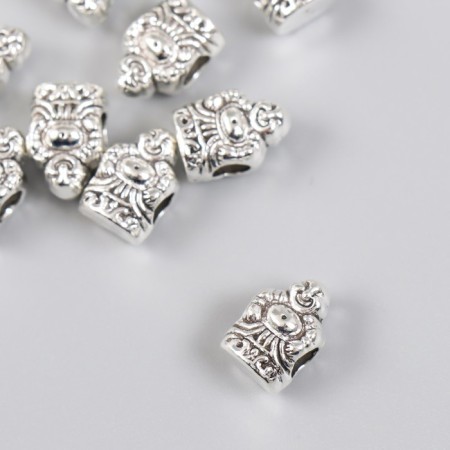 Bead for creativity Metal "Hothe" silver 1x1.4 cm-1