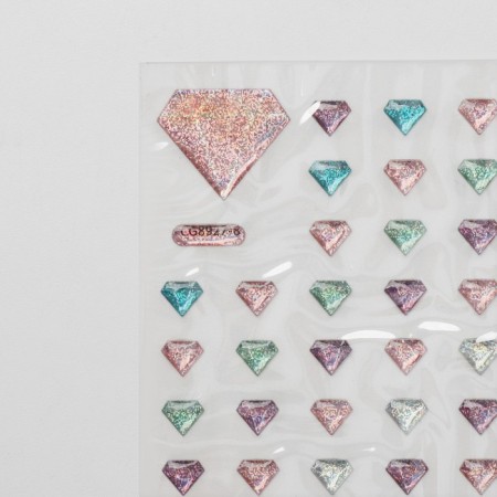 Earrings "Stickers" love, diamonds, color-1