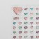 Earrings "Stickers" love, diamonds, color