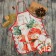 Kitchen New Year's kit “New Year”, apron 70x80 cm, sequence17x17cm, mittens-output 26x16cm