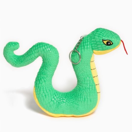 Soft toy "snake" on a key fob, 16 cm, green color-2