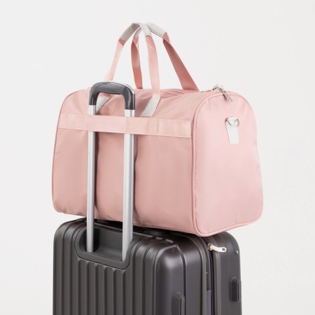 Road bag with lightning, external pocket, long belt, suitcase holder, pink color-3