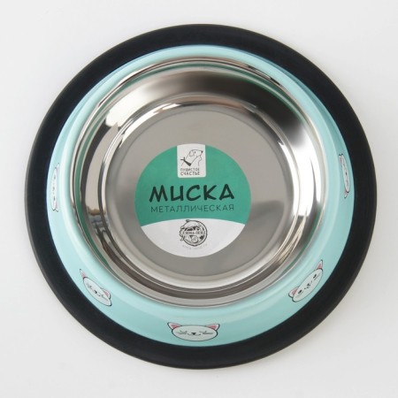 Metal bowl for a cat with a non -slip base “Cold cat is a good cat”, 235 ml, 15x3.5 cm-2
