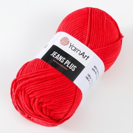 Yarn "Jeans Plus" 55% cotton, 45% acrylic 160m/100g (90 scarlet)-1