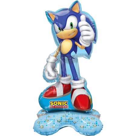 Foil ball 24 "Hedgehog Anime", blue, figure on a stand, under the air