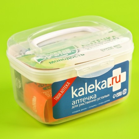 Sweet first aid kit Kaleka.ru: Drage with vitamin C, Pupyr Antistress, Handle Handle-1