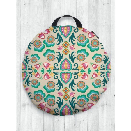 Pillow Sidushka "Ethnic pattern with flowers", decorative, d = 52 cm