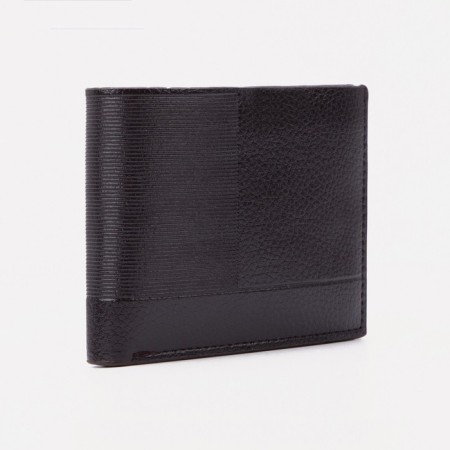 Male purse without fastener, department for bills, for maps, dark brown color