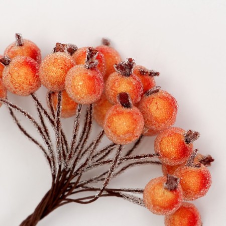 Decorative berries, orange, 7 × 6 × 7 cm, 40 berries-1