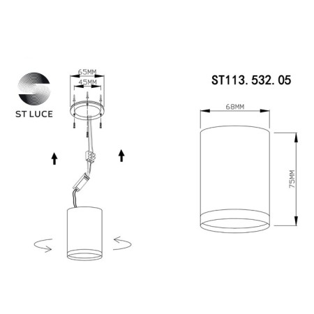 Ceiling lamp ST LUCE. ST113.532.05. 1x5 W, LED, 3000K, 390 LM, 6.8x6.8x7.5 cm, white color-6