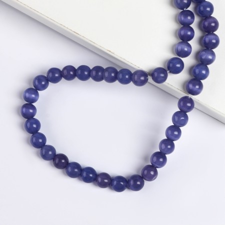 Beads made of natural stone "Cat Eye" set of 50 pcs., 1 pc. - 8 mm, purple-1
