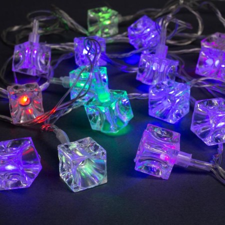 Garland “thread” 5 m with nozzles “cubes”, ip20, transparent thread, 20 LED, glow of multi (RG/RB), flashing, 220 V