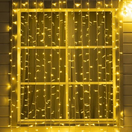 Girland "Curtain" 2 x 6 m, IP65, UMS, white rubber thread, 1440 LED, glow warm white, 220 V