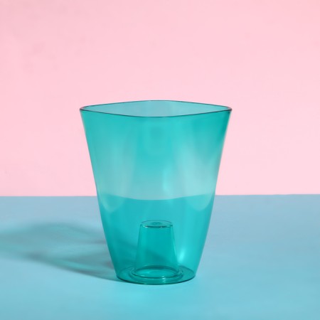 Pot for orchids, 1.5 l, 13 × 17 cm, plastic, transparent-turquoise