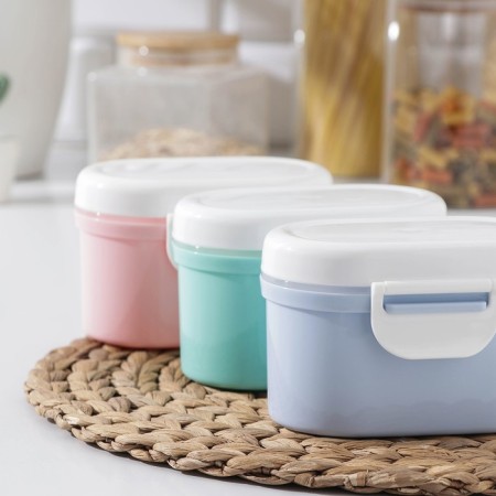 Plastic jar for bulk products "pleasure", oval, with a spoon, 13.5 × 9.5 × 8.5 cm, color mix-3