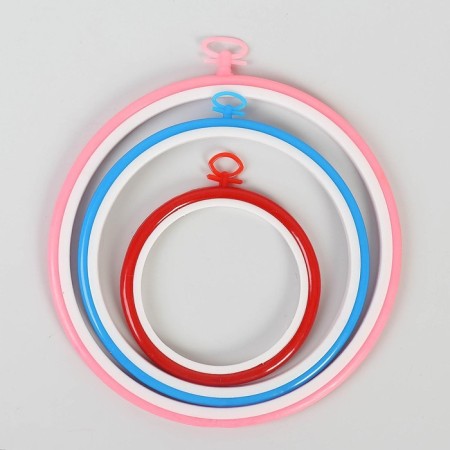 Schools for embroidery with a suspension, d = 11/17/21 cm, 3 pcs, color colorful color-6