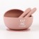 Baby plate on a suction cup and cutting devices M&B, dusty rose, shade mix