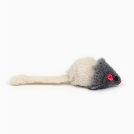 Fluffy mouse "pearl", 6 cm, gray/white-2