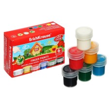 Finger paints, 6 colors x 20 ml, erichkrause artberry with aloe vera, economy, cardboard