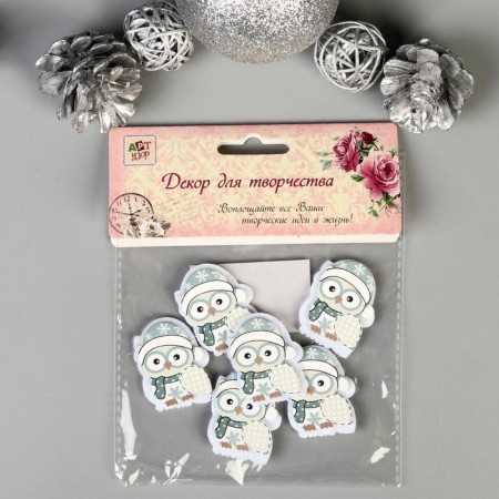 Decor for creativity wood, felt "Council in a hat" set of 6 pcs 3.8x3.1 cm-3