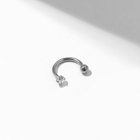 Piercing in the eyebrow "Classic", d = 8 mm, white color in silver