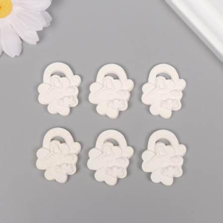 Decor for creativity Polystone "Clover with a key" White set 6 pcs 2.5x2.8 cm-2