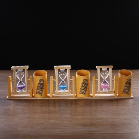 Sanding clock "attractions", souvenir, with an organizer for the office, 9.5 x 13 cm-1
