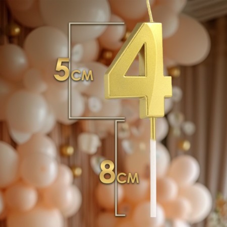Candle in the cake on the skewer "Fine", the number "4", gold, 5 cm-1