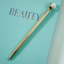 Ballpoint handle Meshu White Pearl, blue rod, metal case
