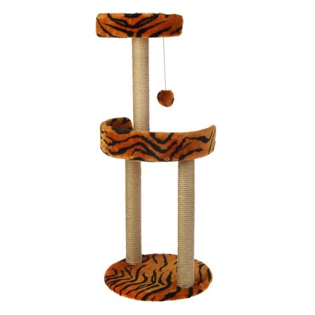 Clawing with a round platform and a toy, jute, 43 x 43 x 100 cm, mix of flowers-3