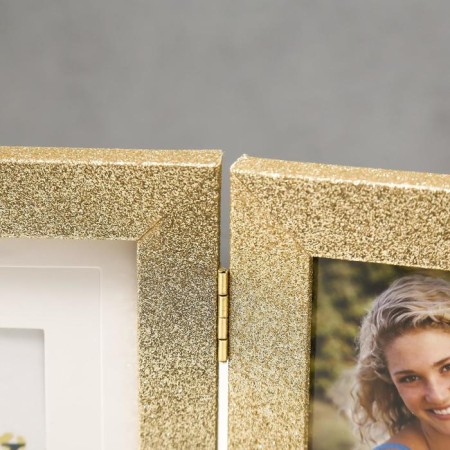 Photo frame plastic in 3 photos 10x15, 15x20 cm "sparkles" gold 18x50 cm-1