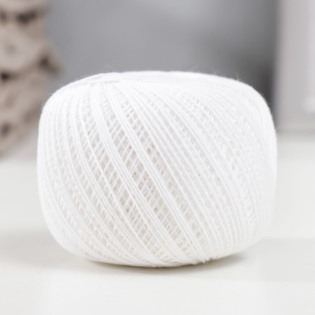 Knitting threads "Snowflake" 230m/25g 100% cotton (0101 white color)