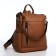 Women's backpack made of artificial leather with lightning, 4 pockets, brown color