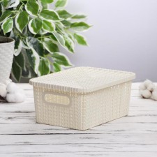 Storage basket with a “wicker lid”, 24.5 × 18 × 10 cm, color mix