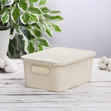 Storage basket with a “wicker lid”, 24.5 × 18 × 10 cm, color mix