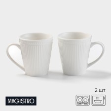 Set of mugs Magistro Edne, porcelain, 300 ml, 2 pcs, white