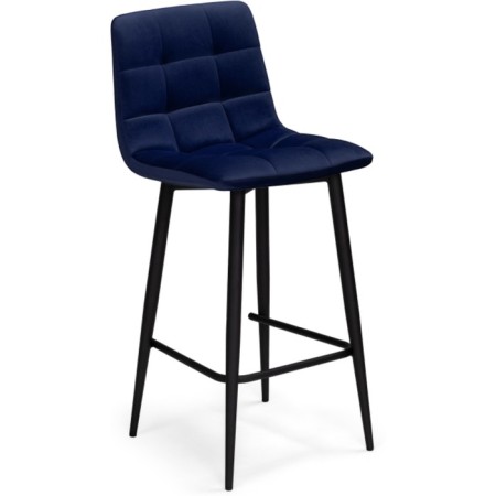Hilly stool for metal/velor, black/blue 43x42x93 cm