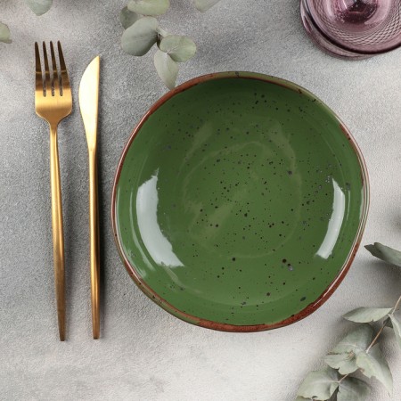 Porcelain plate Punto Verde, 600 ml, d = 18.5 cm, green color-1