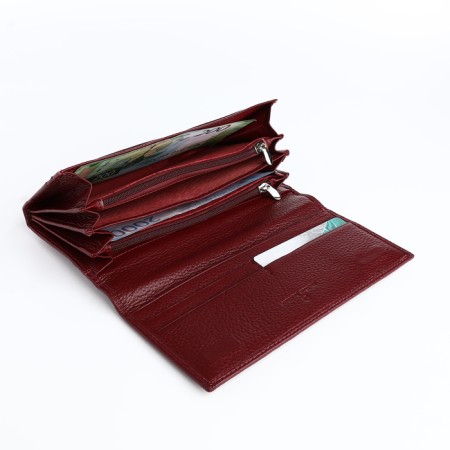 Women's wallet on a magnet, burgundy color-3