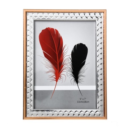 Photo frame plastic 13x18 cm "Silver 3D rhombuses with copper strip" 20.8x15.8 cm-5