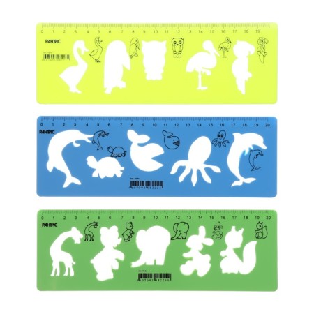 Set of stencils 3 pcs. Calligrata, 5 birds of bird/sea/animals +ruler 20cm-1