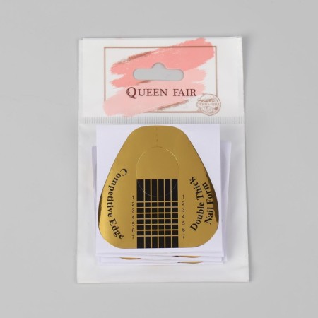 Forms for nail extension, wide, 10 pcs, golden color-3