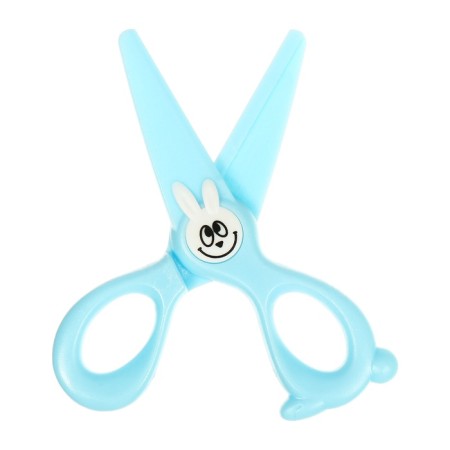 Scissors 11.8 cm plastic handles, rounded ends of the blades, Blue Calligrata Bunny-3