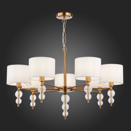 Suspended EVOLUCE lamp. Sle105713-07. Ramer. 7x40 watts, E14, 79x79x45 cm, brass color, transparent-2