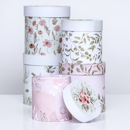 Set of round boxes 5 in 1 "Sedding", 19.5 x 19.5 - 14 x 14 cm